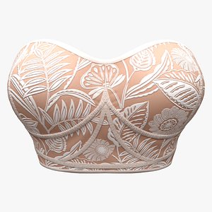 3D Strapless Top With Lace Texture Effects