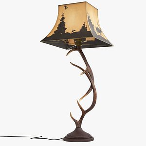 3D Antler Table Lamp PBR model