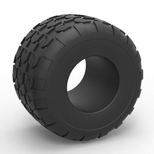3D Diecast Monster Jam tire 6 Scale 1 to 25