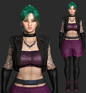 REALISTIC CYBERPUNK GIRL 3D CHARACTER - Game Ready Rigged PBR