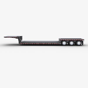 lowboy semi-trailer trailer 3D model