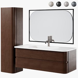 Ovale Vanity Unit With 2 Drawers And Bathroom Cabinet 3D