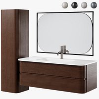 Ovale Vanity Unit With 2 Drawers And Bathroom Cabinet