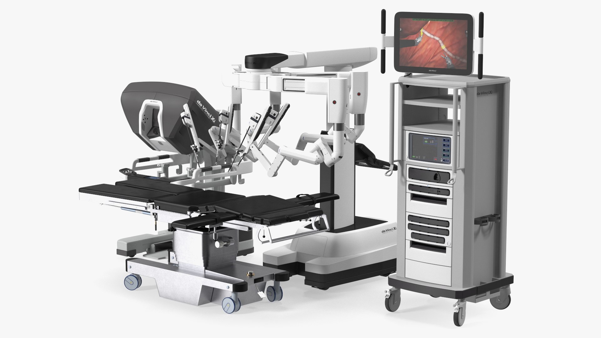 Full Da Vinci Surgical System with Operating Table(1) 3D model preview