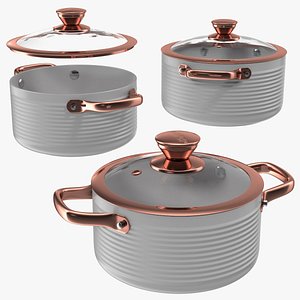 Tower White Cooking Pot with Lid Set
