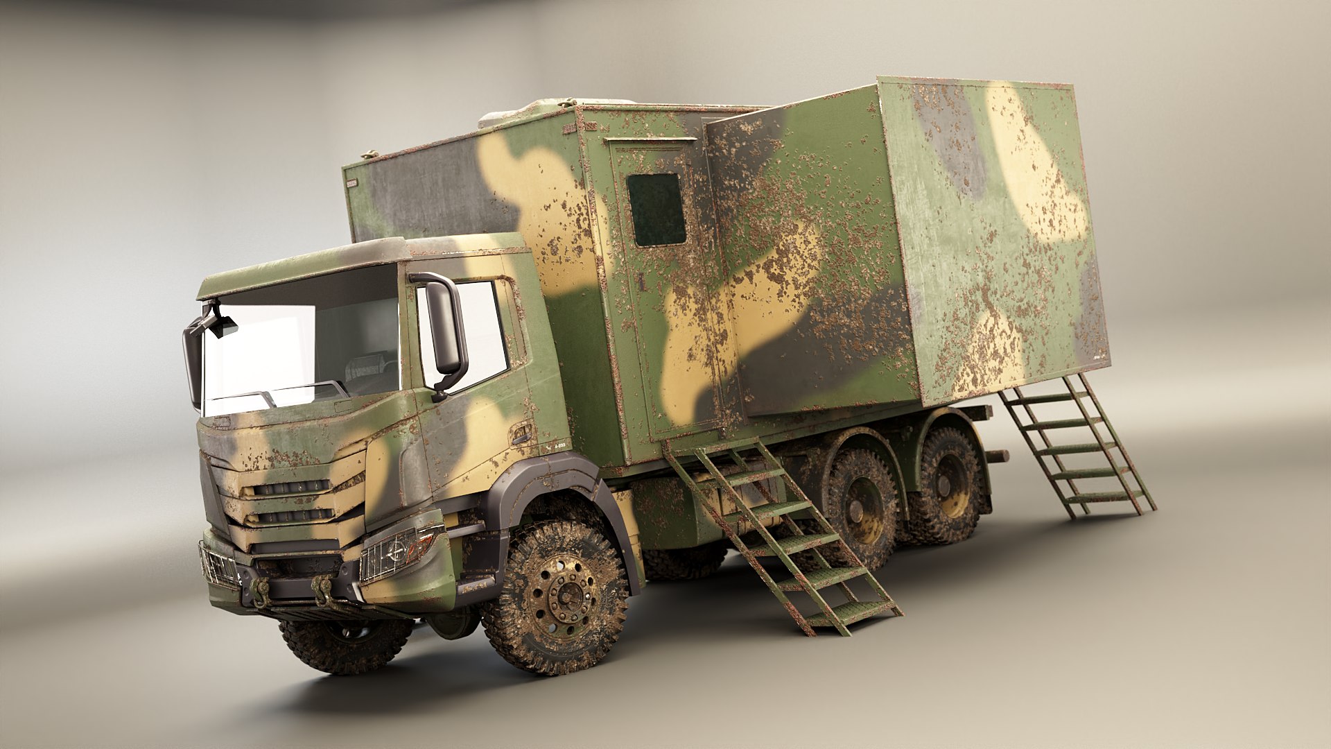3D Generic Military Command Truck Sand Camo Dirt And Rust - TurboSquid ...