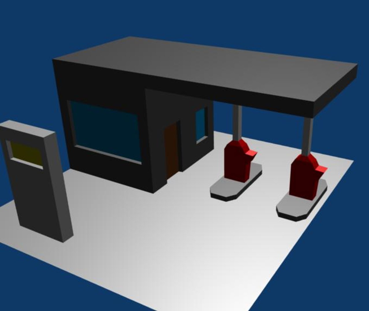 Free Gas Station 3d Model