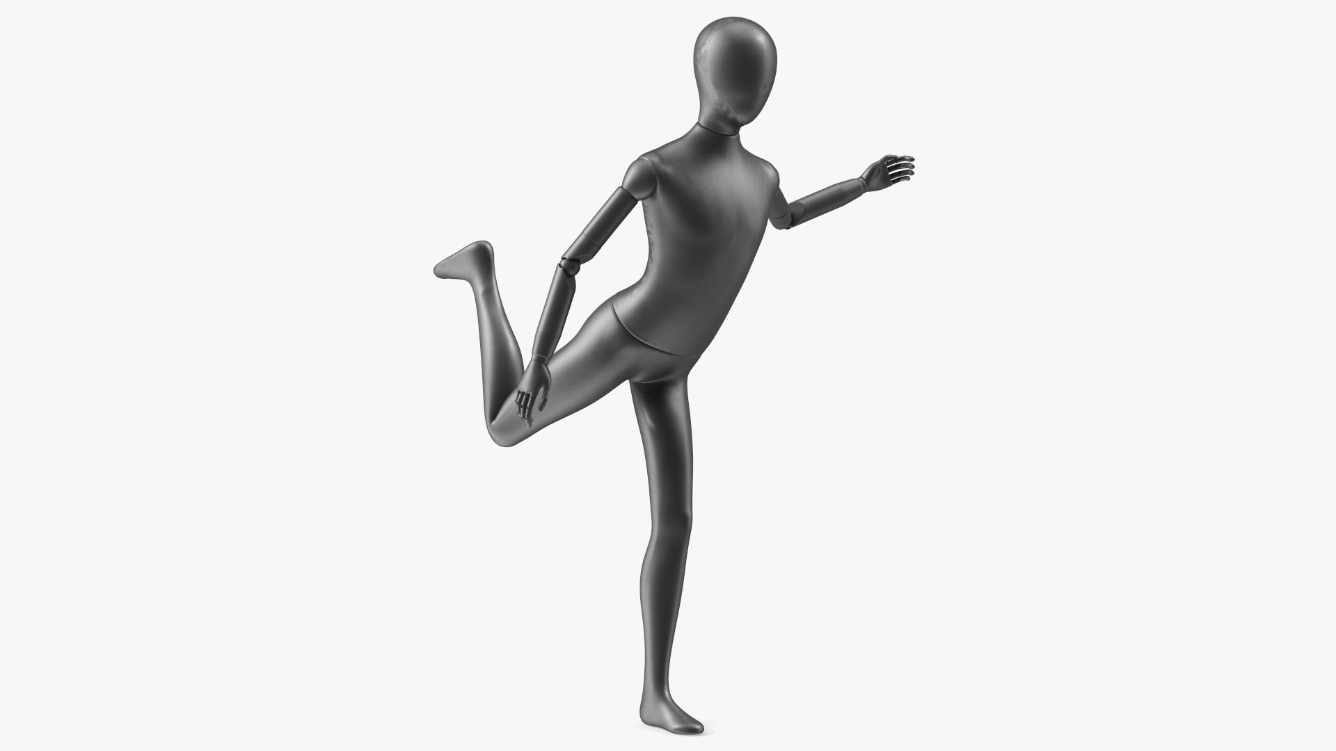 Flexible Child Mannequin Balancing Pose Black 3D model preview