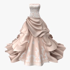 3D Ball-Gown Sweetheart Court Train Dress