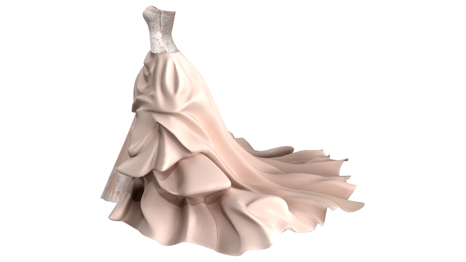 3D Ball Gown Sweetheart Court Train Dress TurboSquid 1984506