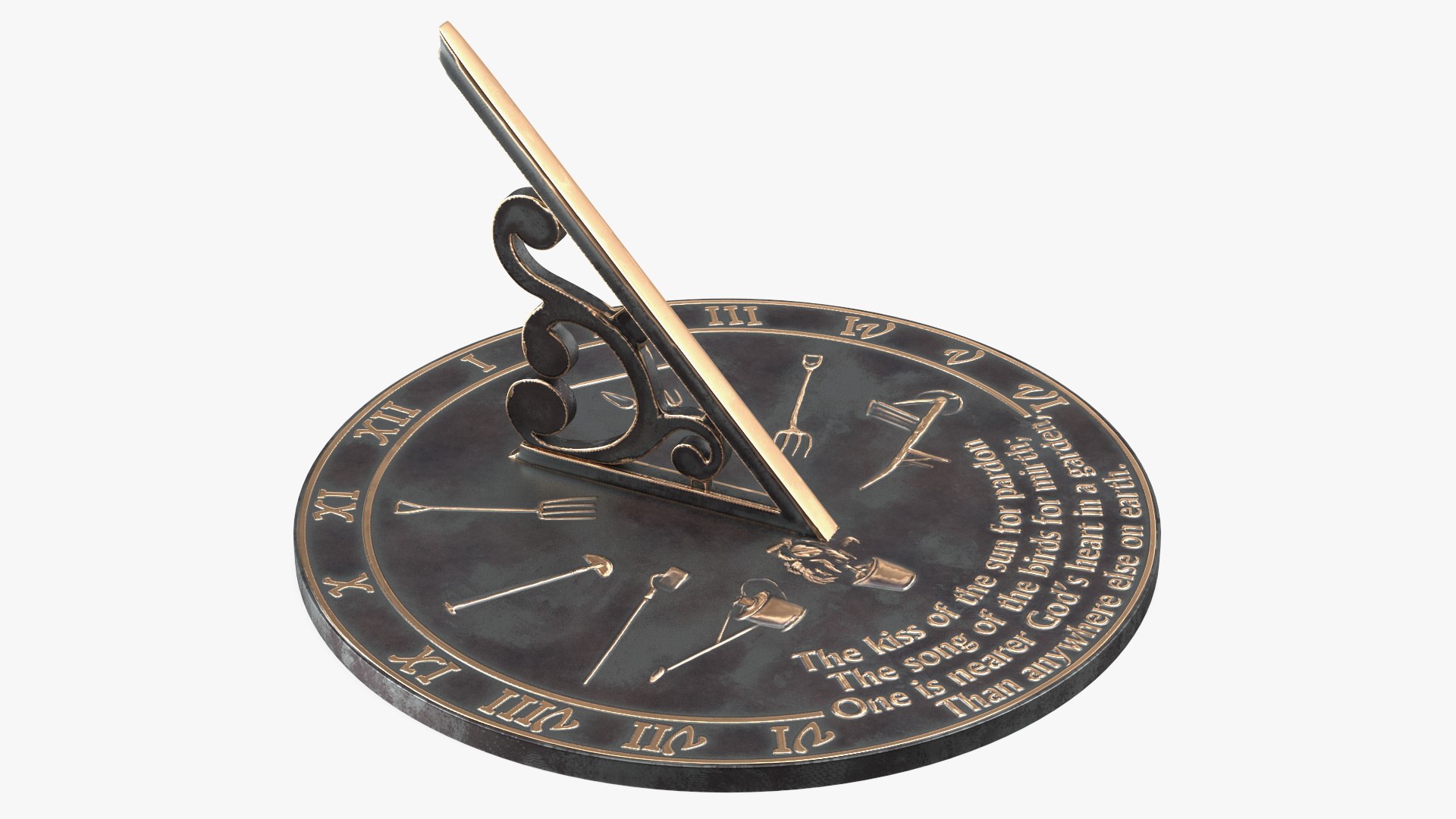 Solid Brass Horizontal Sundial 3D model preview