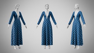 Dress 35 Teal Blue 3D model
