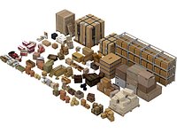 Warehouse Cardboard Boxes and Pallets Asset Pack