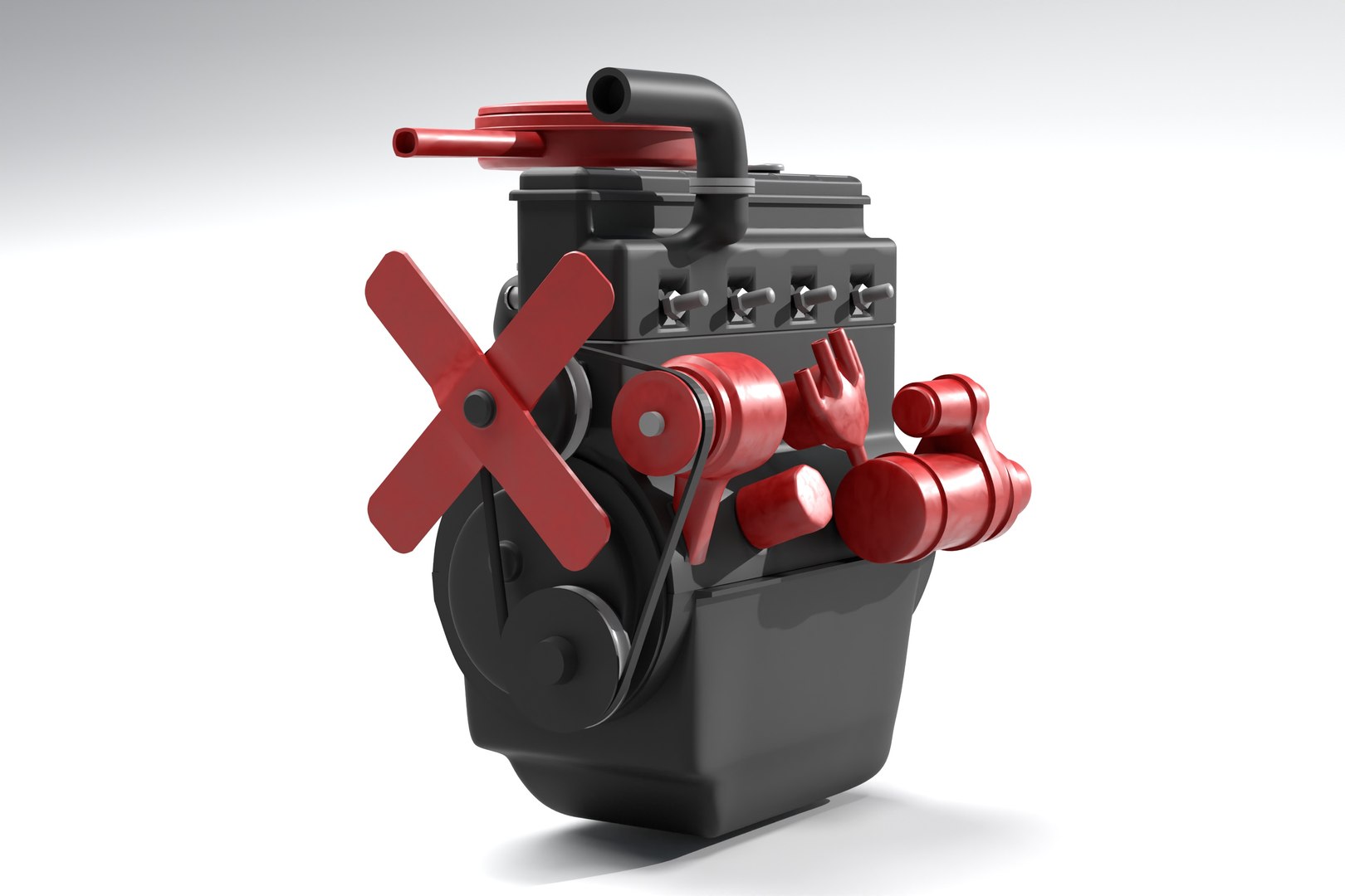 3D Model Old Straight Engine Inline Engine - TurboSquid 2301126