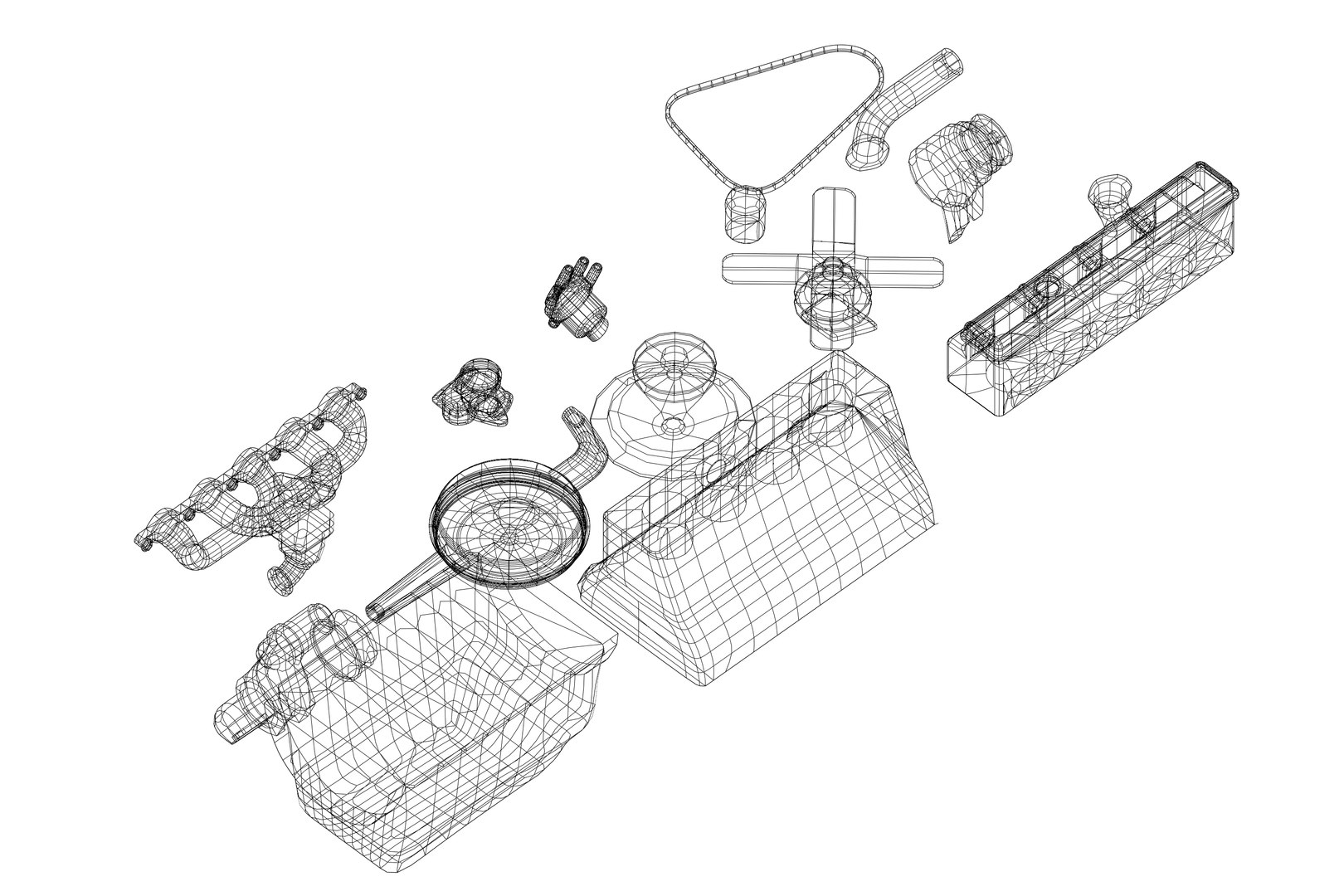 3D Model Old Straight Engine Inline Engine - TurboSquid 2301126