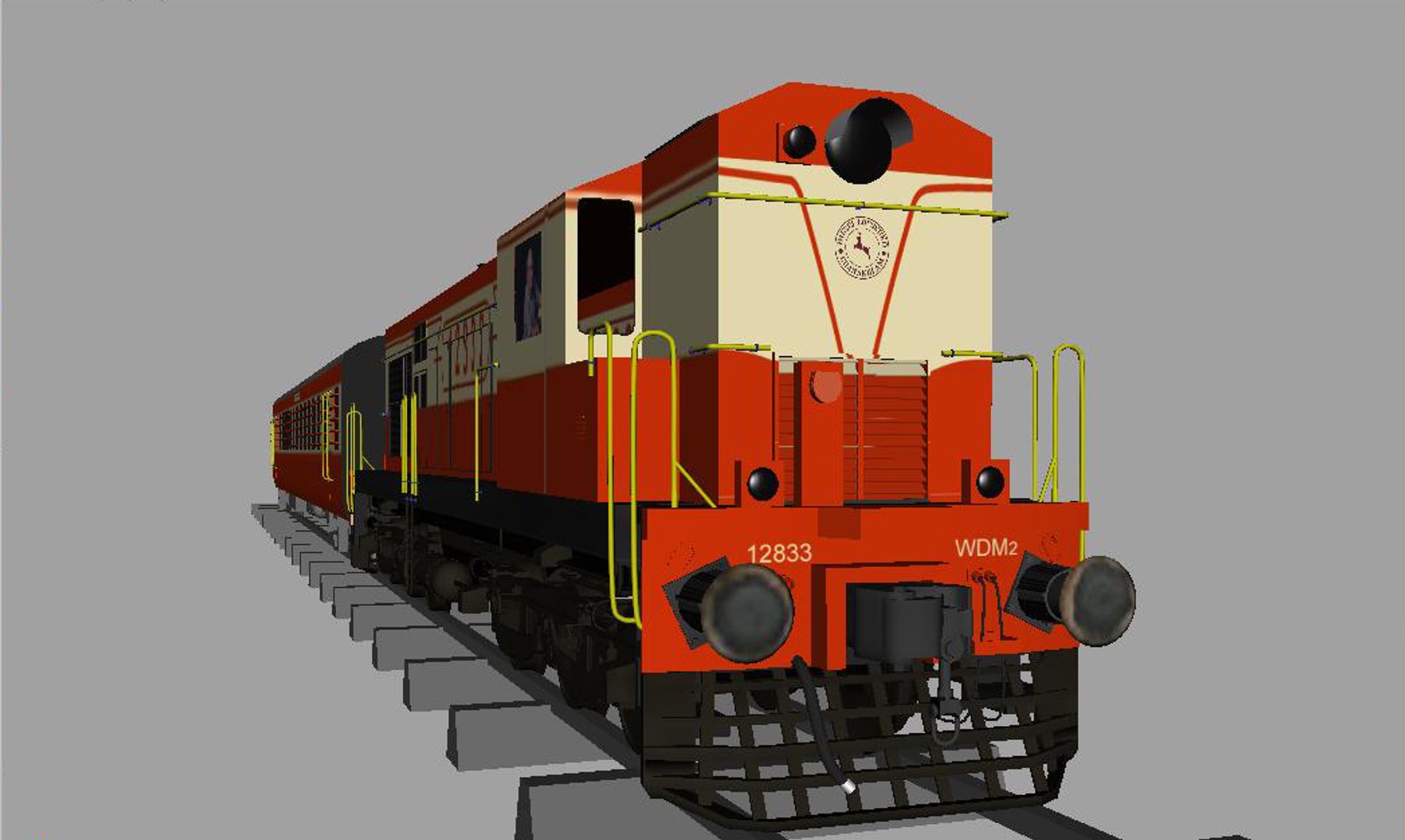 Wdm2 Locomotive 3d Model