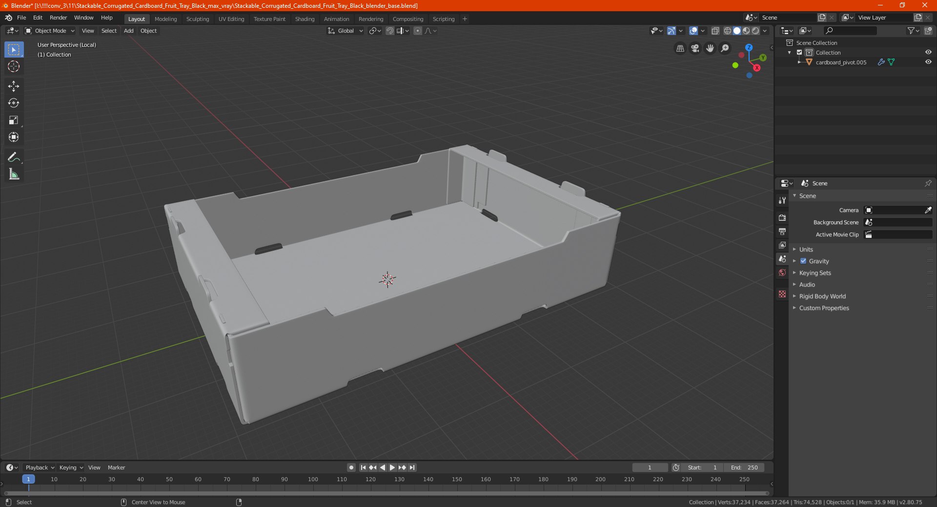 Stackable Corrugated Cardboard Fruit Tray Black 3D model https://p.turbosquid.com/ts-thumb/pJ/u1OqMr/gD/stackablecorrugatedcardboardfruittrayblack3dmodel022/jpg/1631859239/1920x1080/fit_q87/aca10e4074c5720e568edffb87d44ea7e58308b7/stackablecorrugatedcardboardfruittrayblack3dmodel022.jpg