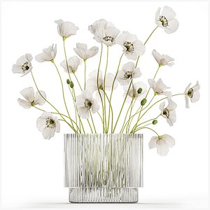 bouquet of white wild flowers in a vase Poppy 450