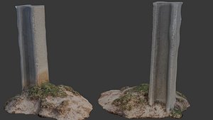 Concrete Pillar with Mossy Ground Scan 3D model