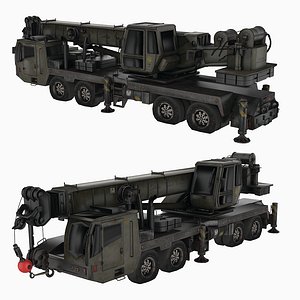 Heavy Duty Mobile Crane Truck 3D Model Industrial Construction Vehicle Low Poly PBR Rigged