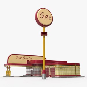 Retro Petrol Station 3D model