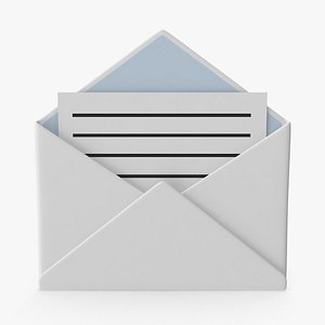 3D White Envelope - Open model