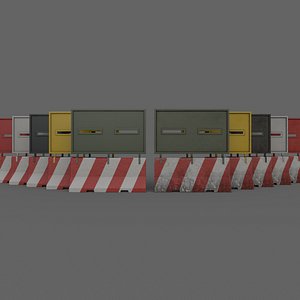 PBR Concrete Roadblock Barrier V3 3D model