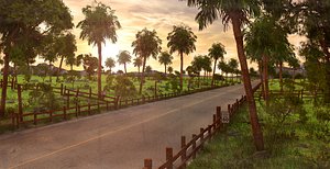 road palm sunset 3D model