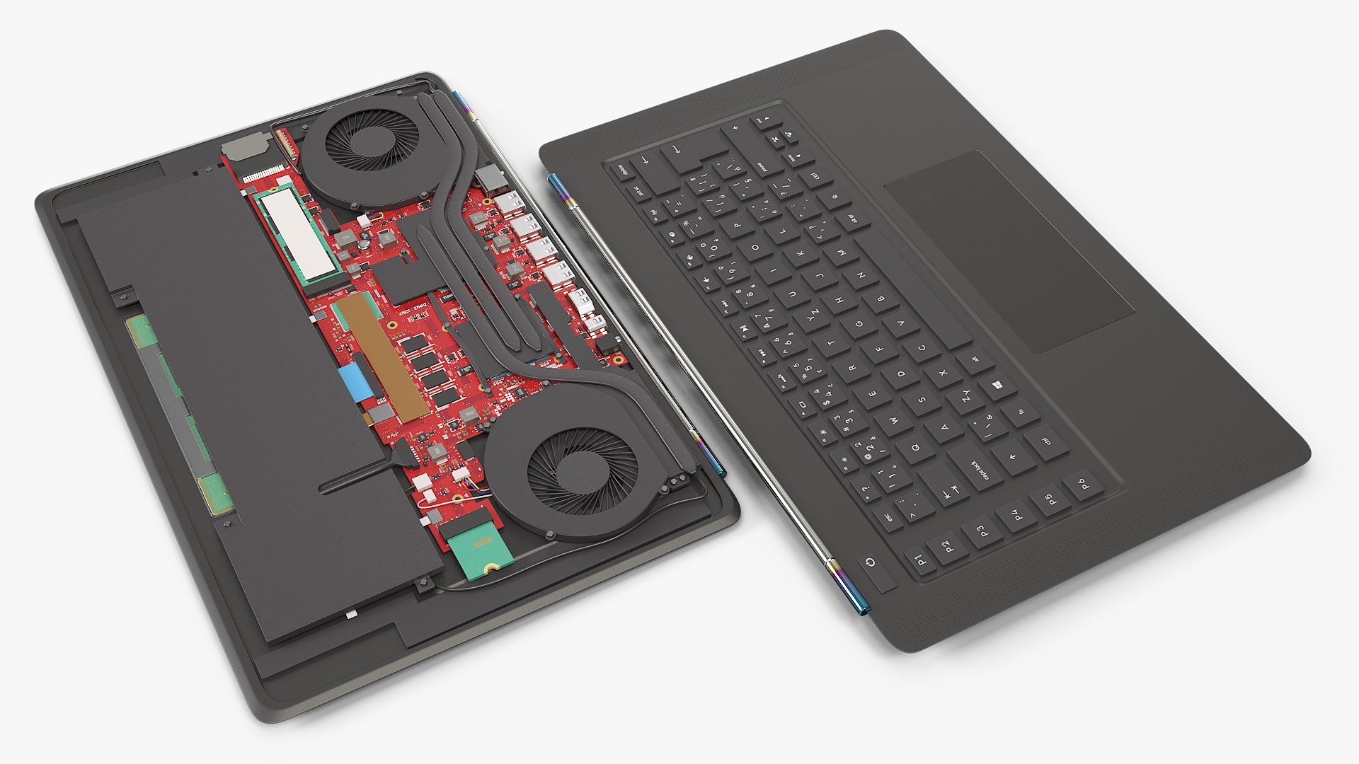 Laptop Internal Assembly with Keyboard Panel 3D model preview
