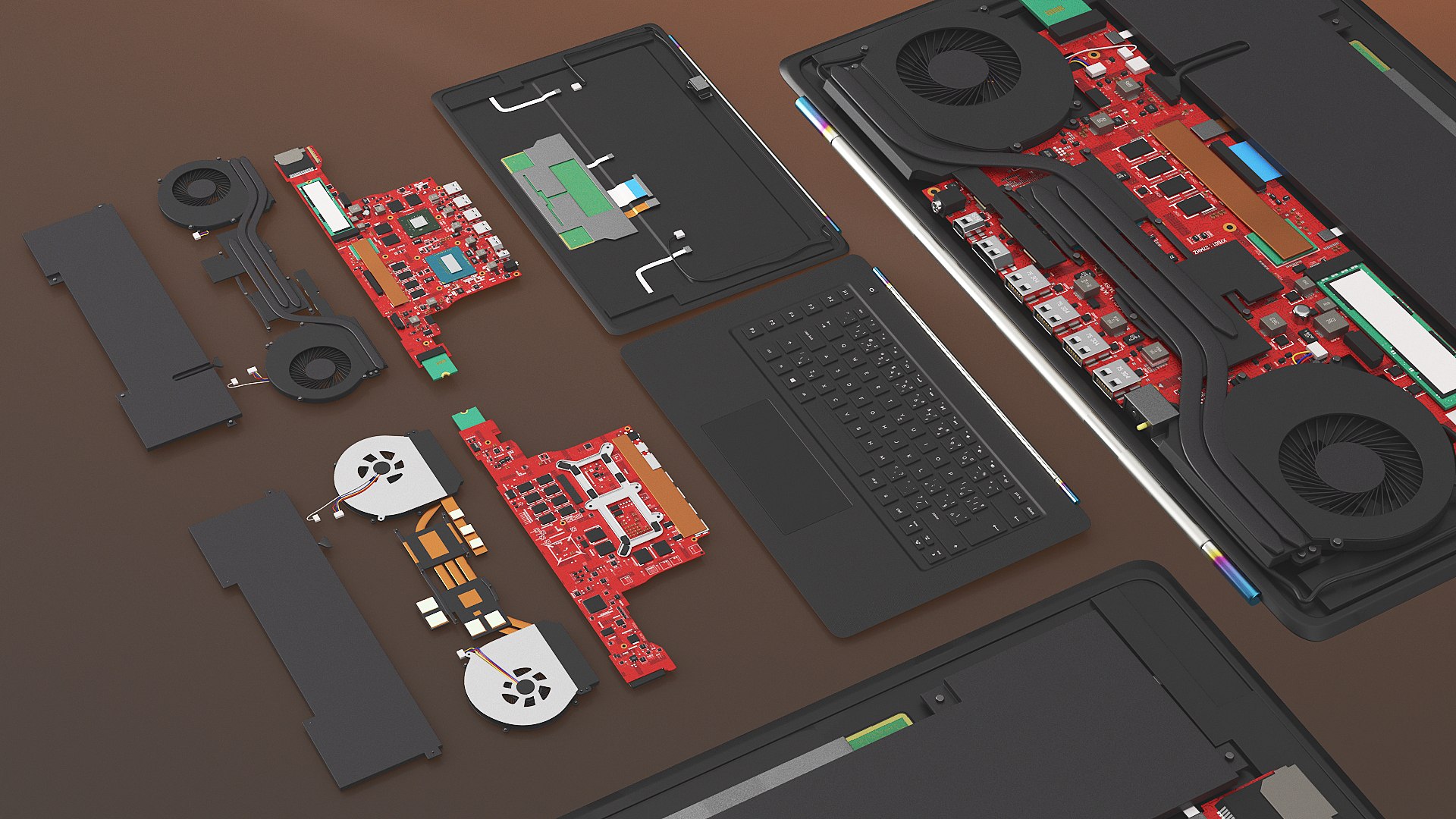 3D Laptop Internal Assembly With Keyboard Panel - TurboSquid 2471950