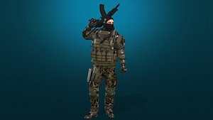 3D model soldier military animation file