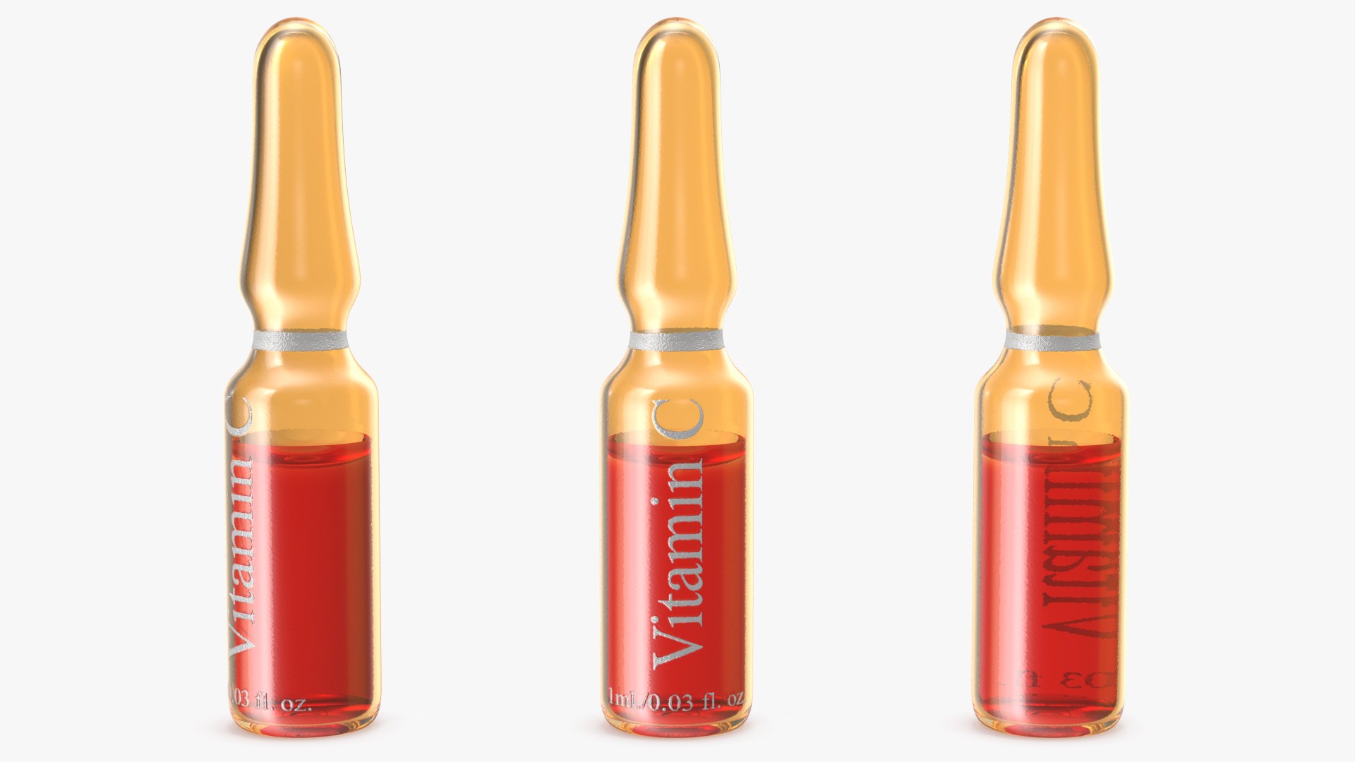 Vitamin C 1ml Amber Ampoule 3D model preview
