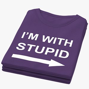 3D model Female Crew Neck Folded Stacked Purple Im With Stupid 02