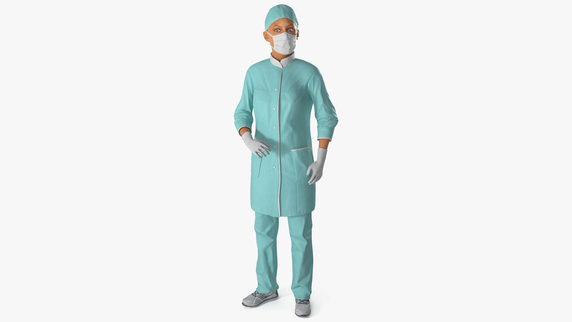 Female Doctor Wearing Surgical Mask Rigged 3D model preview