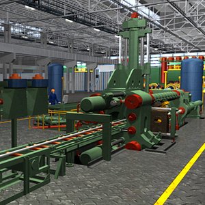 3d animation hydraulic press machine model