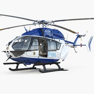 Eurocopter EC145 German Police Helicopter Rigged 3D Model