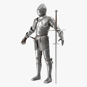 Medieval Knight Plate Armor with Zweihander Rigged for Cinema 4D