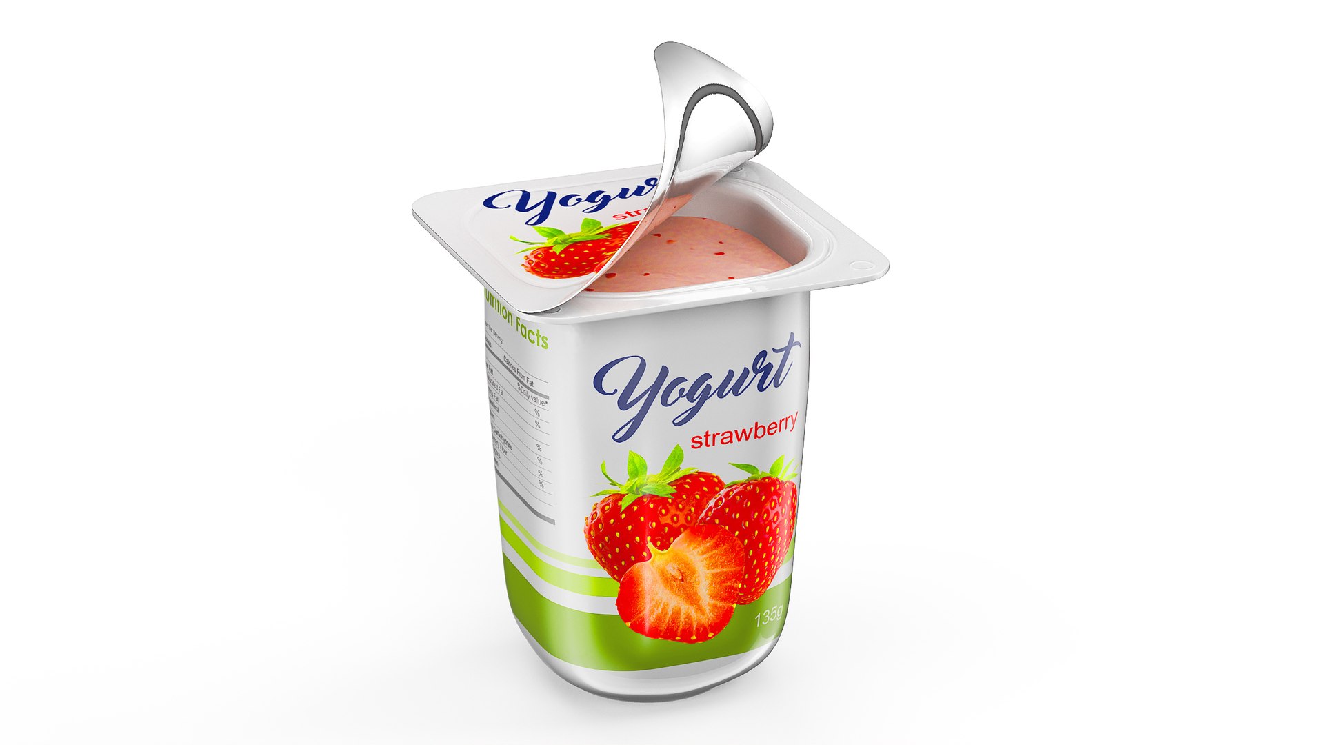 Yogurt Cup Half-open Strawberry Mockup 3D model preview