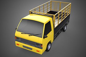 3D model PICKUP TRUCK CAGE TRANSPORT DELIVERY CARGO LOGISTICS COMMERCIAL