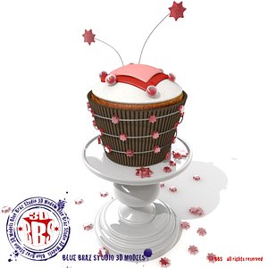 valentine cupcake hearts stars 3d model