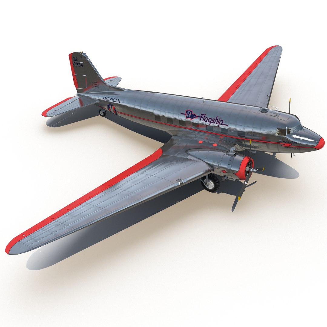 Douglas DC-3 American Airlines 3D model preview