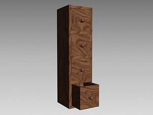 Wood Four Drawer Storage Unit
