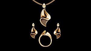 luxury iconic engagement set jewel ring earring pendant 3D
