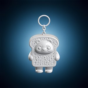 3D Chibi Panda Bread Loaf Keychain 3D Print Model