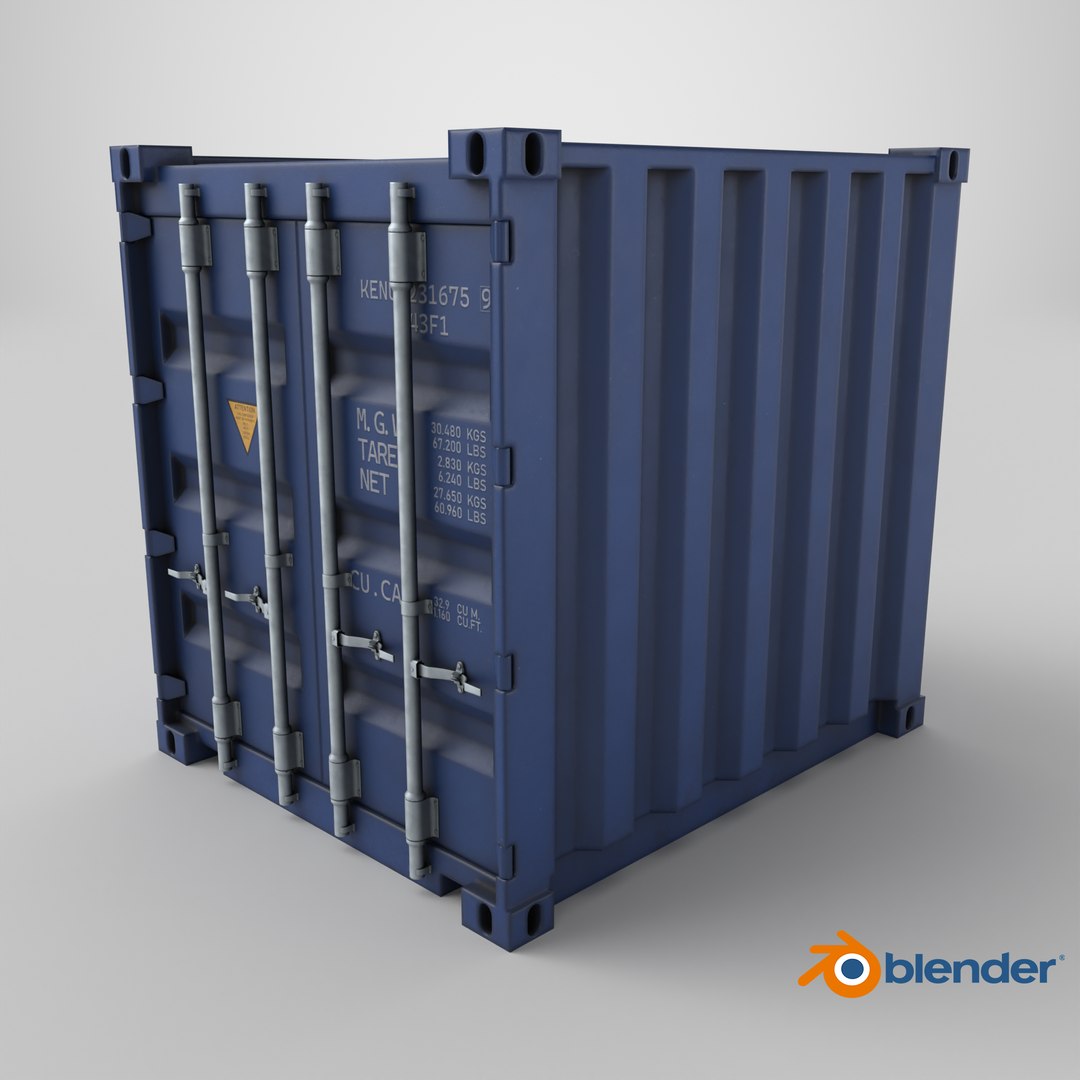 3D 10ft Shipping Container - Blue Model - TurboSquid 2149578