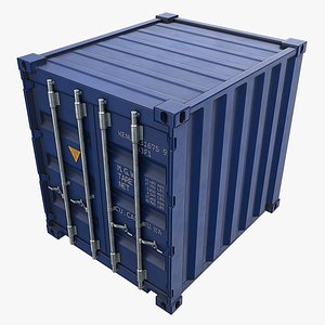 3D 10ft Shipping Container - Blue model