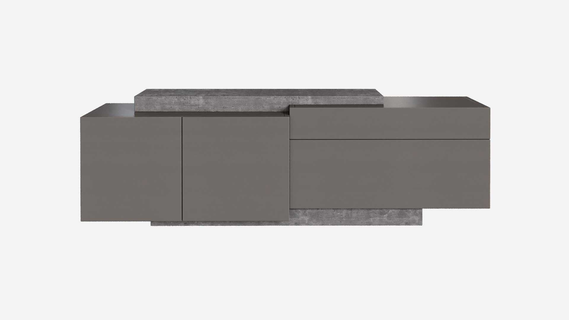 Bahut Cache Cache Roche Bobois Gris – Meuble TV Avec Espace Caché Pour Téléviseur Et Barre De Son