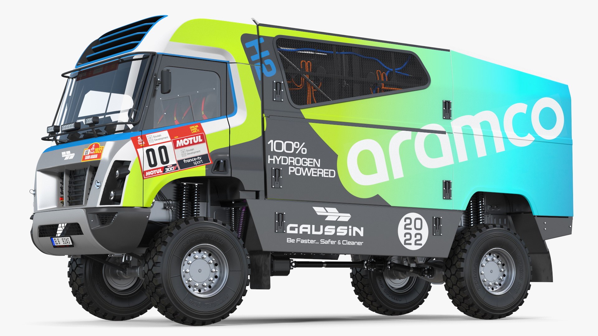 Gaussin H2 Racing Truck Rigged 3D model preview