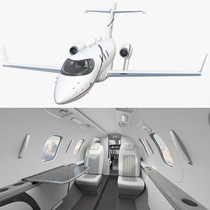 3D Twin Engine Private Jet Black Red Rigged for Maya