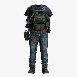 3D Tactical Operator Outfit - Game Ready  Low Poly